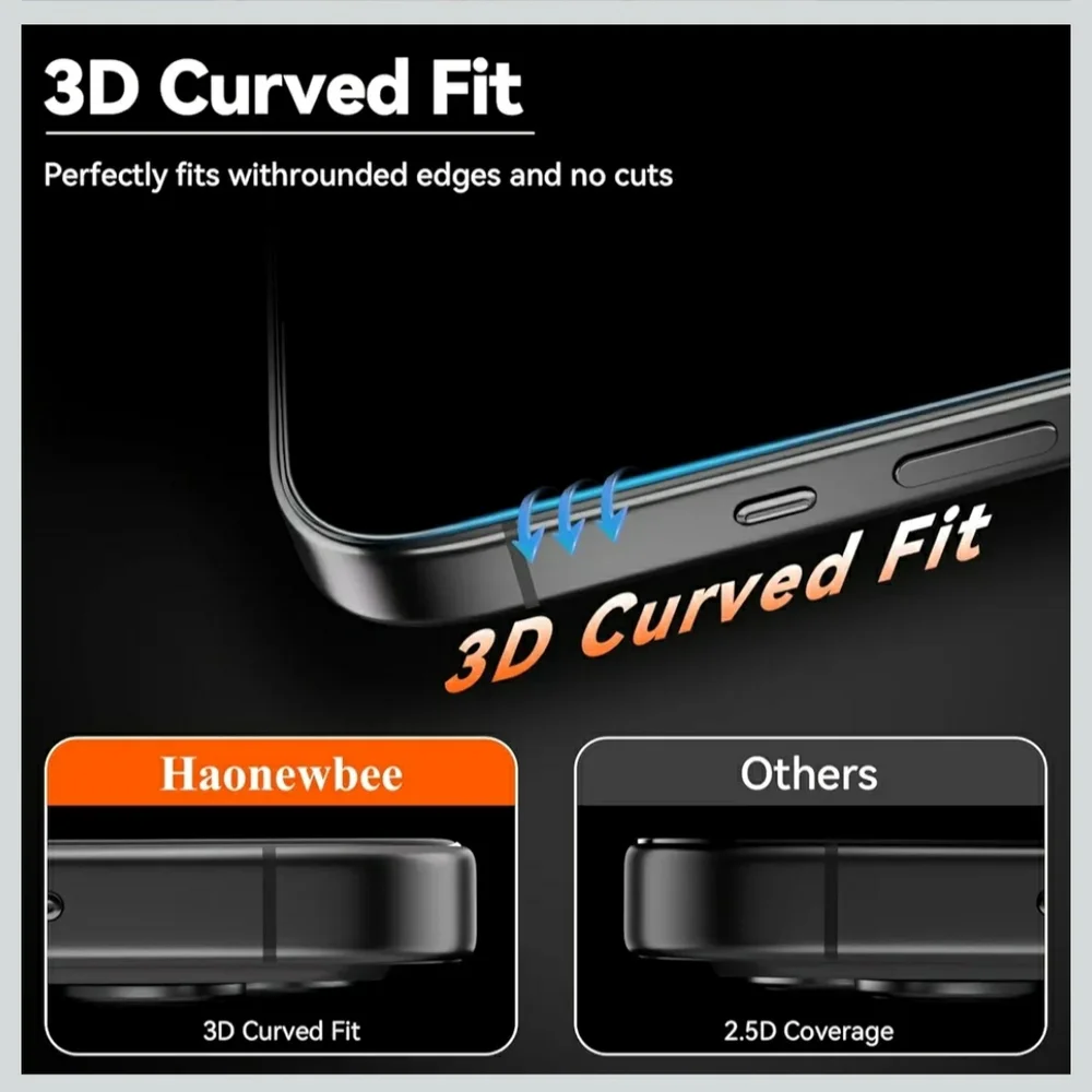 2 Pack Screen Protector for iPhone 16, Privacy Screen Protector and Glass Screen